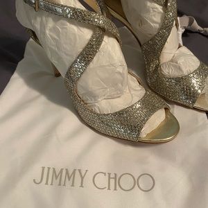 Unworn Jimmy Choo Emily Glitter Sandals 7.5
